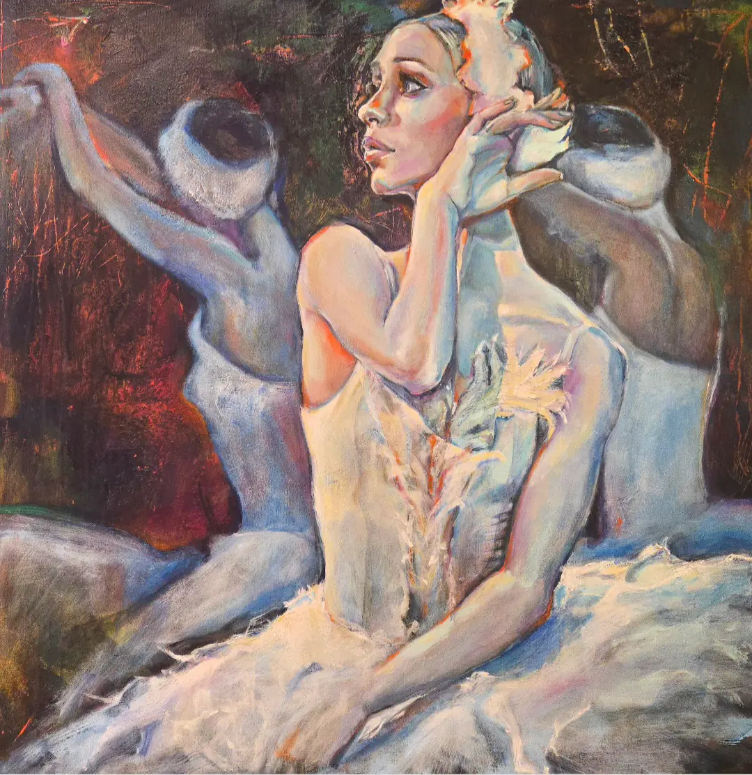 Seated Ballerina — Wall Art for Home Interior, Contemporary Figurative Painting. - Akryl - Abstract - 80×80 cm av Lana Blink (såld)