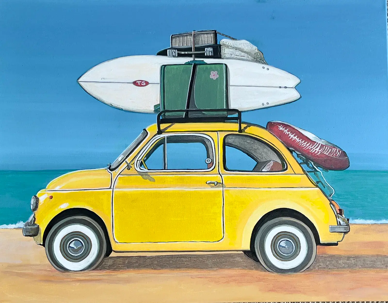 Vaccation FIAT 500 - Blandteknik av KvantART (såld)