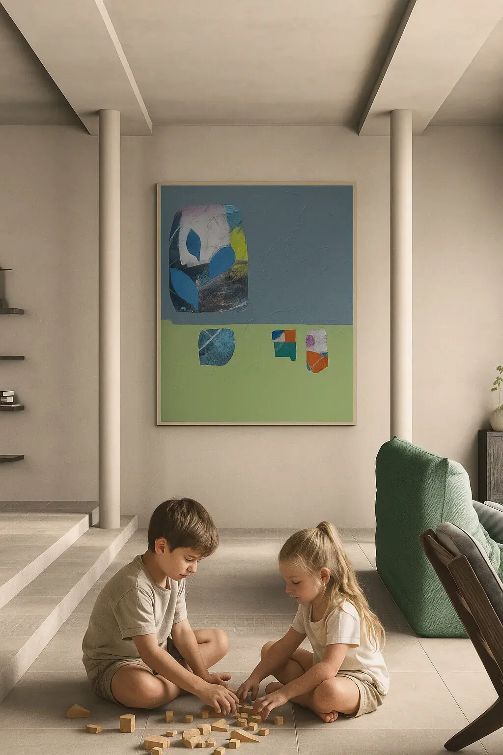 Stor tavla abstrakt konst - Blå blad 100x80 cm - Akryl - Abstract - 80×100 cm av Kenneth Svensson
