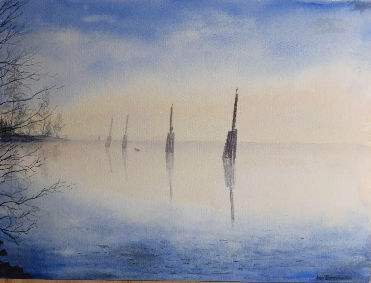 Övre Fryken Sjön i Dimma Nr 2 - Akvarell - Impressionism - 41×31 cm av Ivan Gorozhankin
