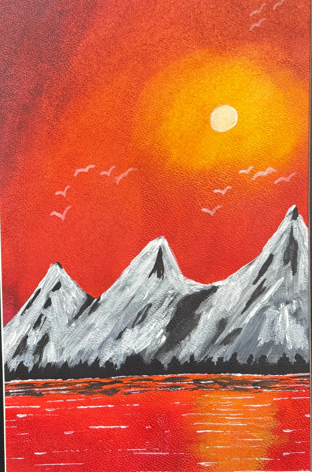 Eldhimmel över fjäll - Akryl av Ann-Christin (Acmpainting) Martinsson