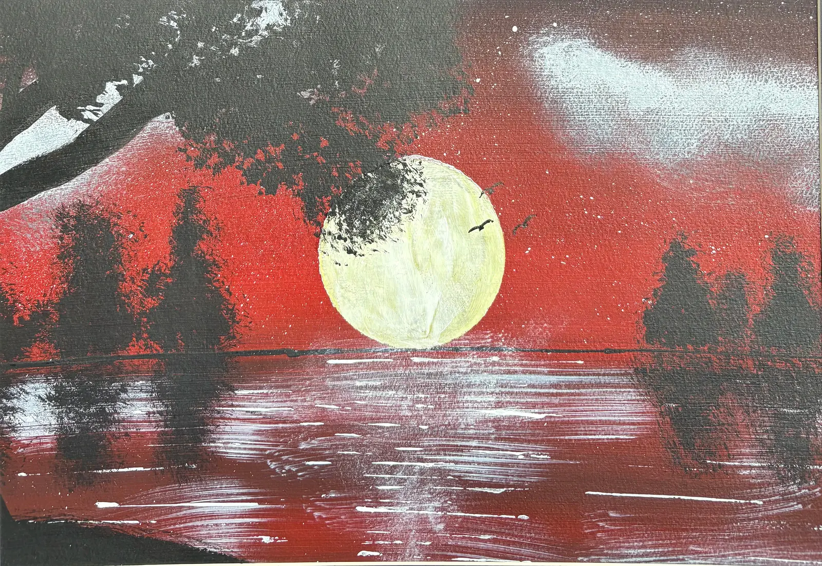 Röd natt - Akryl av Ann-Christin (Acmpainting) Martinsson
