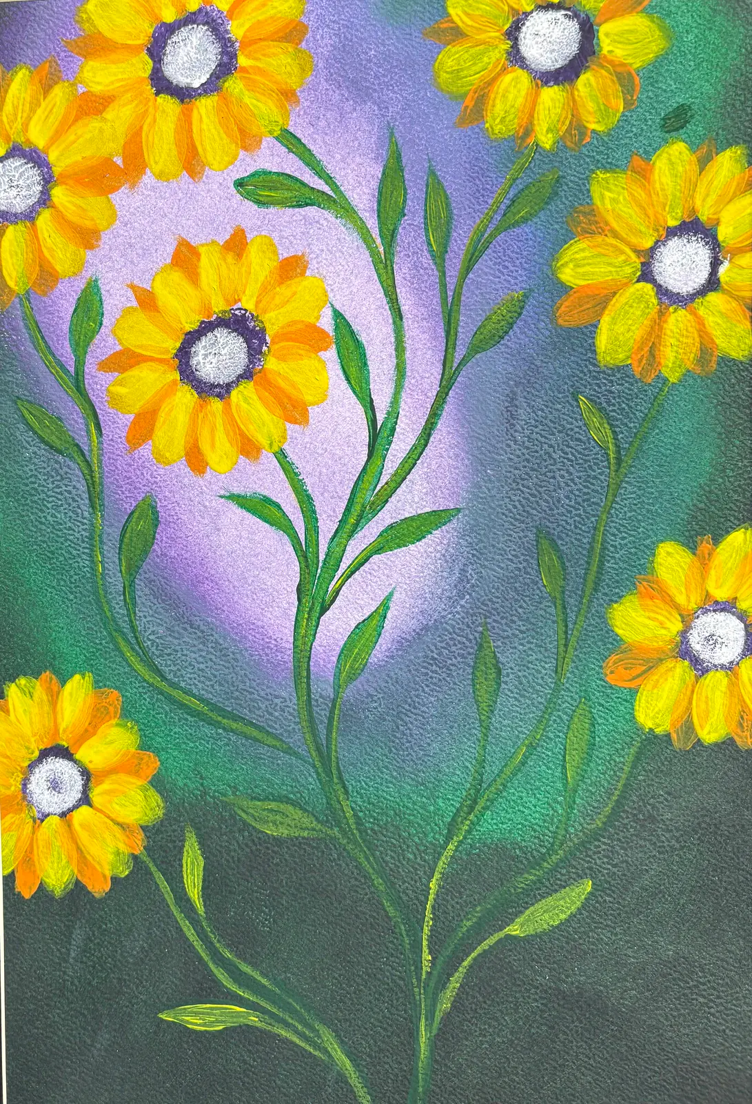 Gula blommor på kvist - Akryl av Ann-Christin (Acmpainting) Martinsson