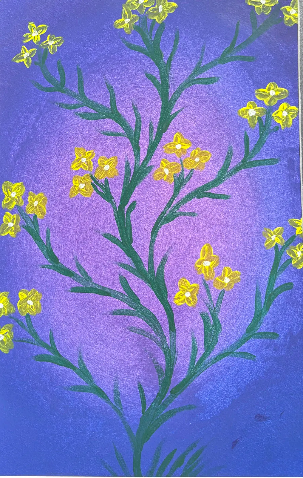 Tre små gula blommor - Akryl av Ann-Christin (Acmpainting) Martinsson