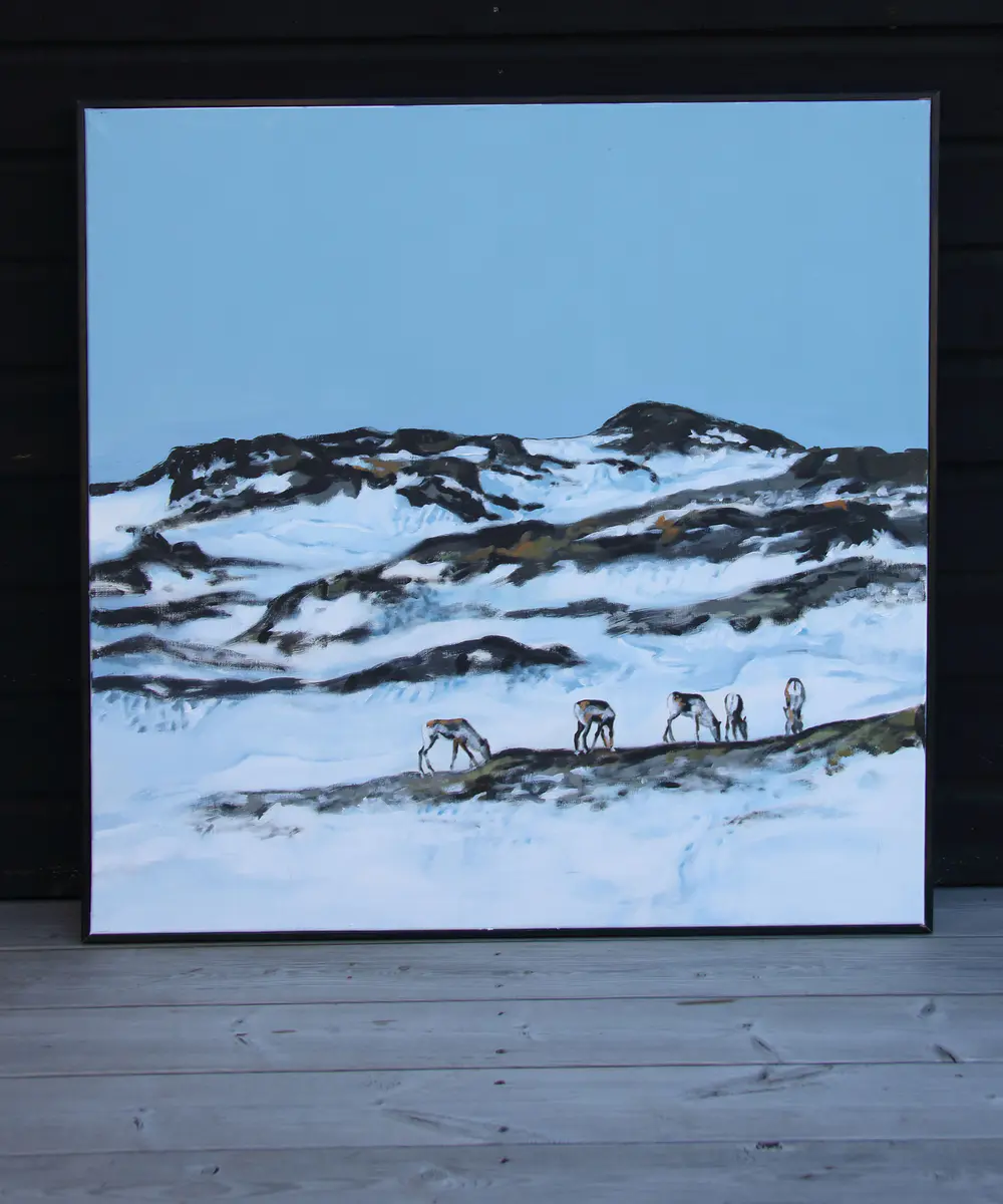 Renar i fjällen - Akryl - 82×82 cm av Jesica Selberg
