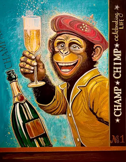 CHAMP CHIMP - celebrating LIFE (4800 kr) - Blandteknik av KvantART
