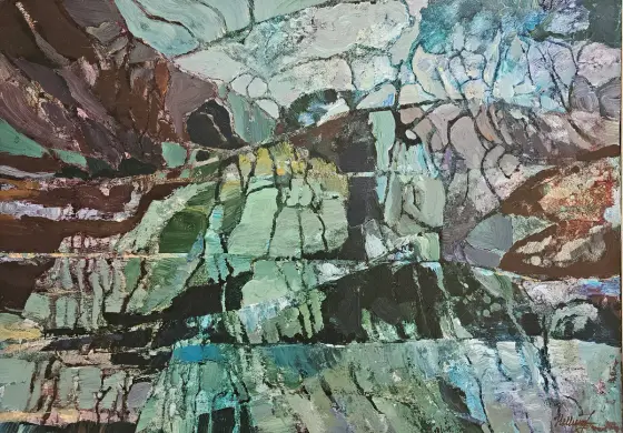 Mountains That Remind - Akryl av Tatiana Hellum