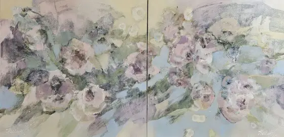 Whispering Spring Dyptich - Akryl av Tatiana Hellum