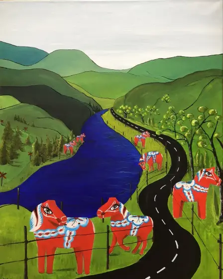 Dalahästar vid Västerdalälven