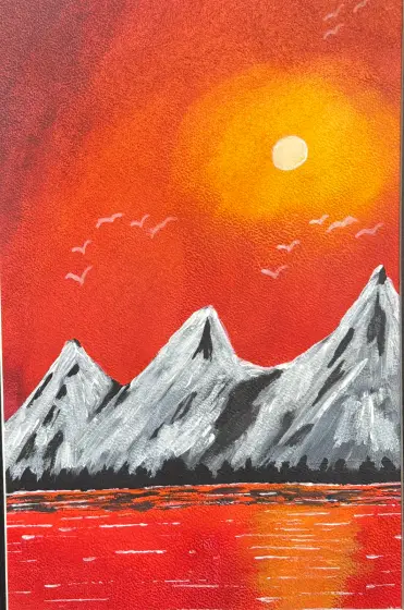 Eldhimmel över fjäll - Akryl av Ann-Christin (Acmpainting) Martinsson