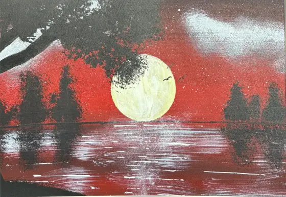 Röd natt - Akryl av Ann-Christin (Acmpainting) Martinsson