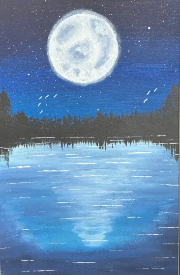 Månsken i natten - Akryl av Ann-Christin (Acmpainting) Martinsson
