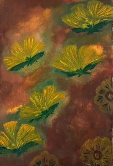 Gula små solar - Akryl av Ann-Christin (Acmpainting) Martinsson