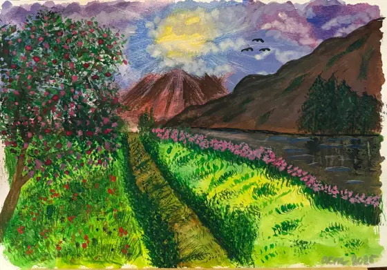 Den slumrande vulkanen - Akryl av Ann-Christin (Acmpainting) Martinsson