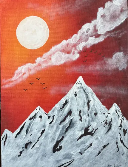 De snöiga bergen - Akryl av Ann-Christin (Acmpainting) Martinsson