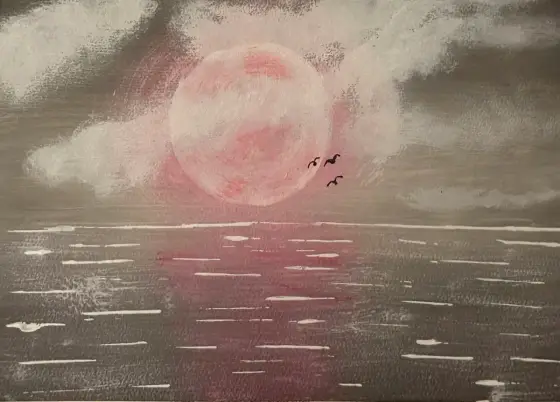 Rosa natt - Akryl av Ann-Christin (Acmpainting) Martinsson