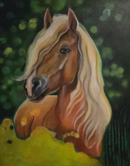 Palomino i Skogens Dunge - Olja av LInnea Art